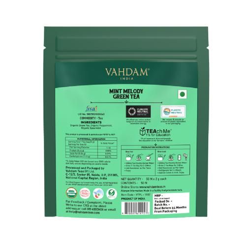 Vahdam  Mint Melody Green Tea - Supports Healthy Gut, 2 g (50 Bags x 2 g Each)-2.webp